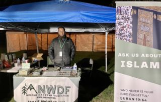Volunteer at Northwest Dawah Foundation booth at iCare Ramadan 2022 events