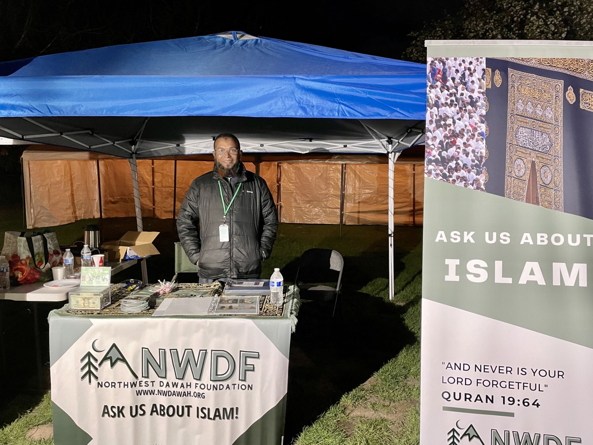 Volunteer at Northwest Dawah Foundation booth at iCare Ramadan 2022 events